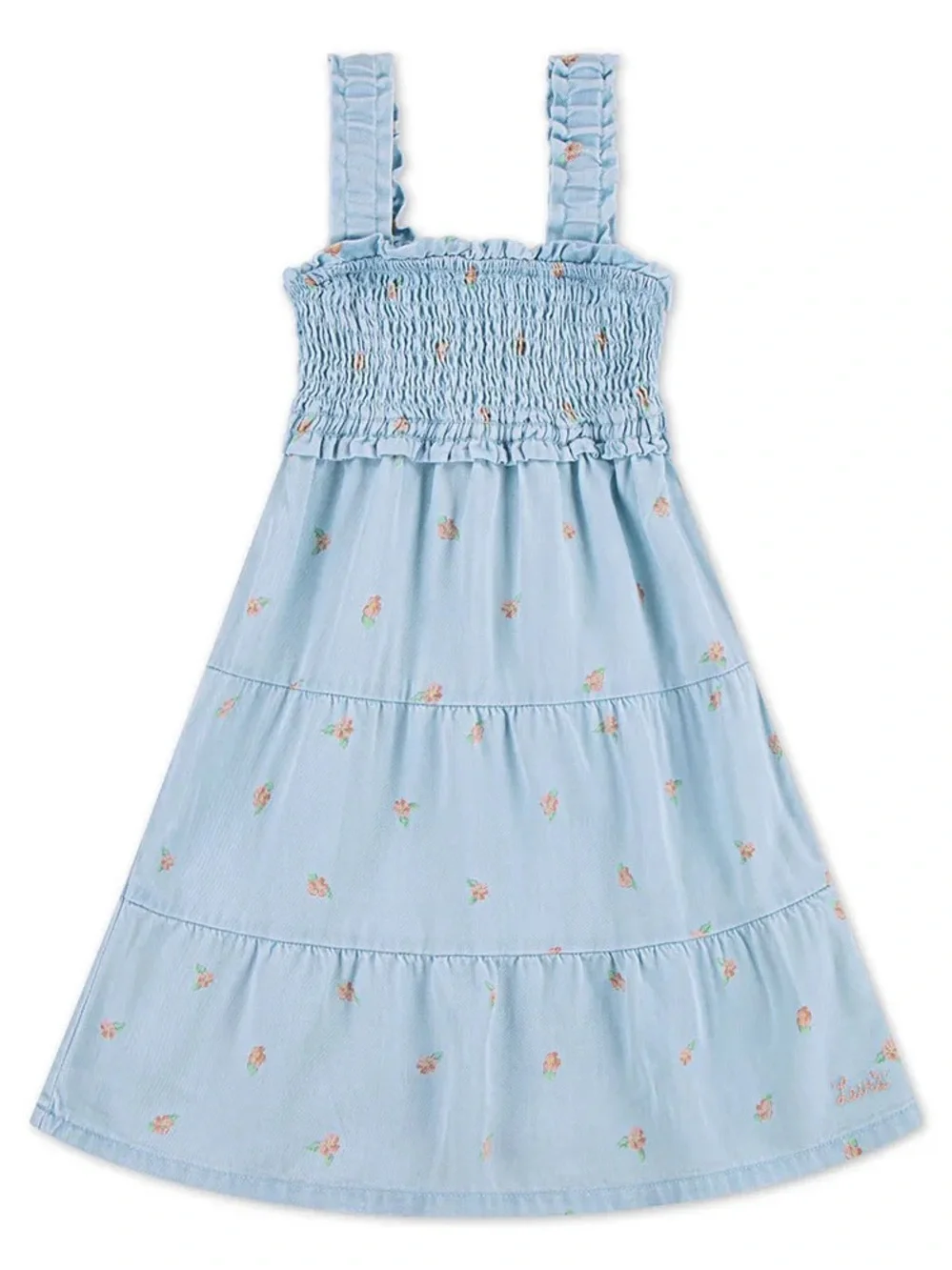 Levi's Light Blue Smocked Floral Tiered Sundress for Girls can fits 6/8 years